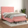 Image de vidaXL Lit Ã  sommier tapissier avec matelas Rose 140x190 cm Velours