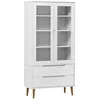 Image de vidaXL Armoire Ã  vitrine MOLDE Blanc 90x35x175 cm Bois de pin massif