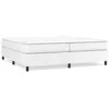 Image de vidaXL Lit Ã  sommier tapissier avec matelas Blanc 200x200cm Similicuir