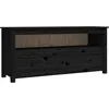 Image de vidaXL Meuble TV Noir 114x35x52 cm Bois de pin massif