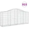 Image de Vidaxl Paniers Ã Gabions ArquÃ©s 15 Pcs 200x30x80/100 Cm Fer GalvanisÃ©