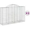 Image de Vidaxl Paniers Ã Gabions ArquÃ©s 3 Pcs 200x50x120/140 Cm Fer GalvanisÃ©