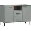 Image de vidaXL Buffet avec pieds en mÃ©tal Gris 113x40x77 cm Bois massif OSLO
