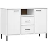 Image de vidaXL Buffet avec pieds en mÃ©tal Blanc 113x40x77 cm Bois massif OSLO