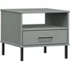 Image de vidaXL Table de chevet avec pieds en mÃ©tal Gris Bois pin massif OSLO