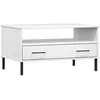 Image de vidaXL Table basse avec pieds en mÃ©tal Blanc 85x50x45 cm Bois OSLO
