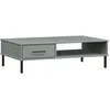 Image de vidaXL Table basse avec pieds en mÃ©tal Gris Bois pin massif OSLO