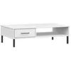 Image de vidaXL Table basse avec pieds en mÃ©tal Blanc Bois pin massif OSLO