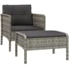 Image de Vidaxl Salon De Jardin 2 Pcs Avec Coussins Gris RÃ©sine TressÃ©e
