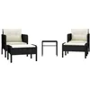 Image de Vidaxl Salon De Jardin 5 Pcs Avec Coussins Noir RÃ©sine TressÃ©e