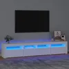Image de Meuble TV Lot 3 pcs Blanc bois contreplaquÃ© LED RGB 210x35x40 cm