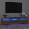 Image de Vidaxl Meuble Tv Avec LumiÃ¨res Led ChÃªne FumÃ© 180x35x40 Cm