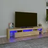 Image de Vidaxl Meuble Tv Avec LumiÃ¨res Led ChÃªne Sonoma 200x36,5x40 Cm