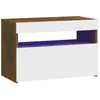 Image de Vidaxl Table De Chevet Avec LumiÃ¨res Led ChÃªne FumÃ© 60x35x40 Cm