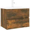 Image de vidaXL Meuble lavabo avec bassin intÃ©grÃ© ChÃªne fumÃ© Bois d'ingÃ©nierie