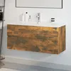Image de vidaXL Meuble lavabo avec bassin intÃ©grÃ© ChÃªne fumÃ© Bois d'ingÃ©nierie