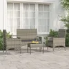 Image de Vidaxl Salon De Jardin 4 Pcs Avec Coussins Gris RÃ©sine TressÃ©e