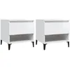 Image de vidaXL Tables d'appoint 2pcs Blanc brillant 50x46x50cm Bois ingÃ©nierie
