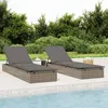 Image de Vidaxl Transat 1 Pc Avec Table Gris RÃ©sine TressÃ©e