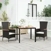 Image de Vidaxl Table De Jardin Plateau En Bois Noir RÃ©sine TressÃ©e Bois Massif