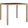 Image de Vidaxl Table De Jardin Plateau En Verre RÃ©sine TressÃ©e Verre TrempÃ©