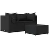 Image de Vidaxl Salon De Jardin 3 Pcs Avec Coussins Noir RÃ©sine TressÃ©e