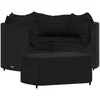 Image de Salon De Jardin 4 Pcs Avec Coussins Noir RÃ©sine TressÃ©e