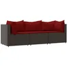 Image de Vidaxl Salon De Jardin 3 Pcs Avec Coussins Marron RÃ©sine TressÃ©e