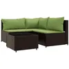 Image de Salon De Jardin 4 Pcs Avec Coussins Marron RÃ©sine TressÃ©e