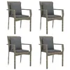 Image de Vidaxl Chaises De Jardin Avec Coussins 4 Pcs RÃ©sine TressÃ©e Gris