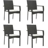 Image de Vidaxl Chaises De Jardin 4 Pcs Avec Coussins RÃ©sine TressÃ©e Noir
