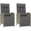 Image de Vidaxl Chaises Inclinables D'extÃ©rieur Et Coussins2pcs Poly Rotin Gris