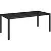 Image de Table De Jardin Dessus En Verre Noir 190x90x75cm RÃ©sine TressÃ©e