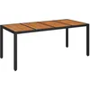 Image de Vidaxl Table De Jardin Dessus En Bois Noir 190x90x75 Cm RÃ©sine TressÃ©e