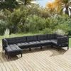 Image de vidaXL TÃªte de lit murale Noir 185x3x90 cm Bois massif de pin
