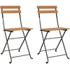 Image de Vidaxl Chaises De Bistrot Pliantes 2 Pcs Bois De Teck Solide Et Acier