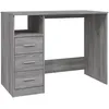 Image de Bureau 102x50x76 cm bois contreplaquÃ© Gris Sonoma 3 tiroirs ÃtagÃ¨re ouverte Fixation murale