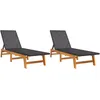 Image de Vidaxl Chaises Longues 2 Pcs Noir/Marron RÃ©sine TressÃ©e/Bois D'acacia