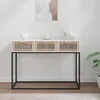 Image de vidaXL Table console blanc 105x30x75 cm bois d'ingÃ©nierie et fer