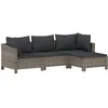 Image de Vidaxl Salon De Jardin 4 Pcs Avec Coussins Gris RÃ©sine TressÃ©e