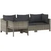 Image de Vidaxl Salon De Jardin 4 Pcs Avec Coussins Gris RÃ©sine TressÃ©e