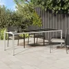 Image de Vidaxl Table De Jardin Blanc 250x100x75 Cm RÃ©sine TressÃ©e Verre TrempÃ©