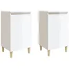 Image de vidaXL Tables de chevet 2pcs blanc brillant 40x35x70cm bois ingÃ©nierie