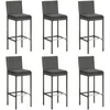 Image de vidaXL Tabourets de bar avec coussins lot de 6 gris rÃ©sine tressÃ©e