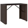Image de Vidaxl Table De Bar Et Dessus En Verre Marron 145x80x110 Cm Poly Rotin