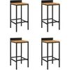Image de vidaXL Tabourets de bar 4 pcs noir rÃ©sine tressÃ©e et bois d'acacia