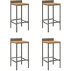 Image de vidaXL Tabourets de bar 4 pcs gris rÃ©sine tressÃ©e et bois d'acacia
