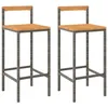 Image de vidaXL Tabourets de bar 2 pcs gris rÃ©sine tressÃ©e et bois d'acacia