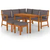 Image de Vidaxl Ensemble Ã DÃ®ner De Jardin 6 Pcs Avec Coussins Bois D'acacia