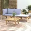 Image de Salon De Jardin 4 Pcs Avec Coussins Gris Clair Bambou